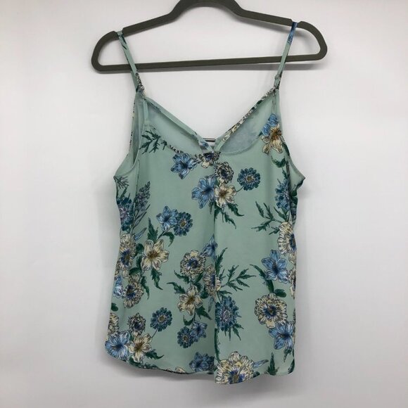Kismet Light Teal Green Floral Keyhole Neck Camisole Tank Top size M - Picture 3 of 16